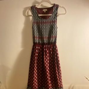 Black, White, Red Unique Patterned Long Dress